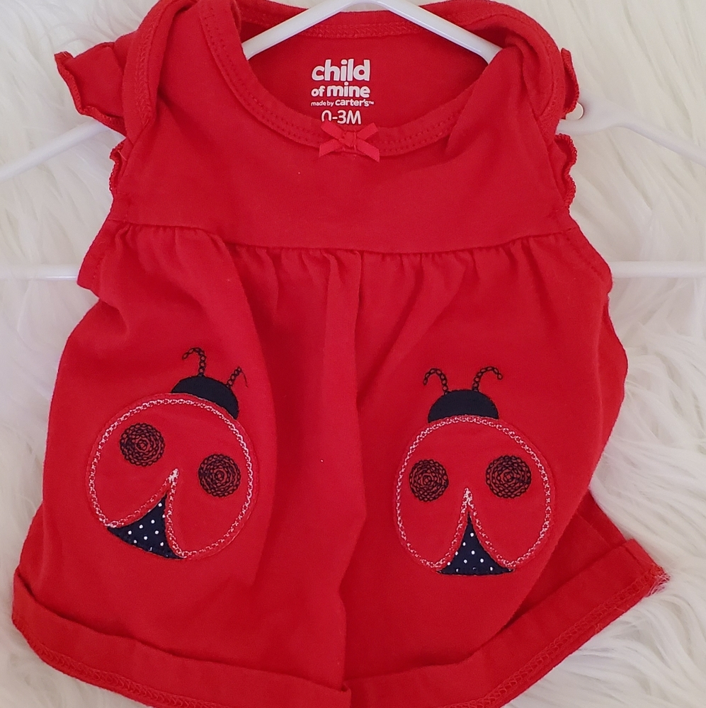 Child of Mine by Carter's Red Lady Bug Dress 0-3